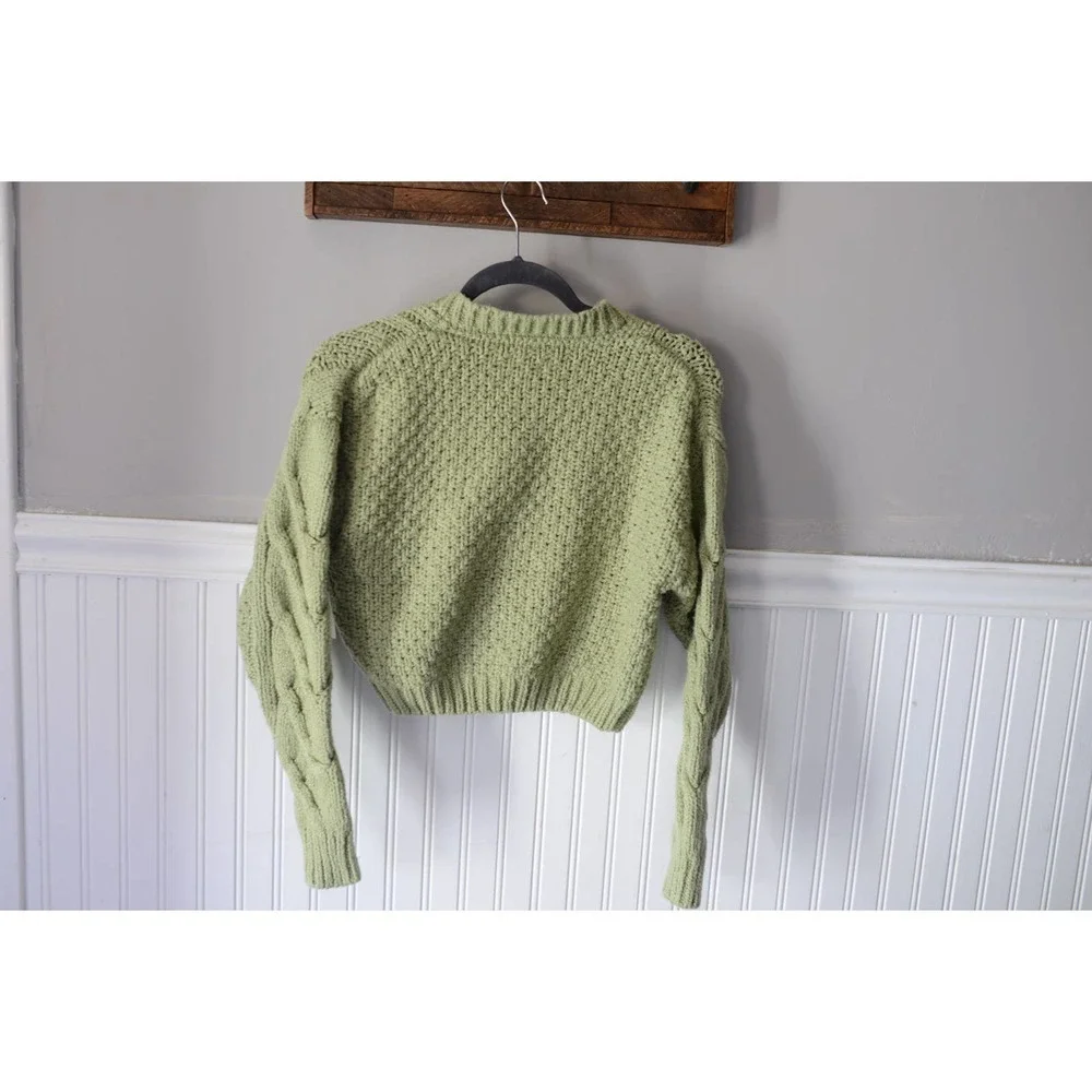 Free People Bonfire Cardi Sweater XL Green New - Picture 4 of 6